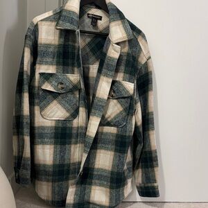 Plaid Jacket - Green and Cream